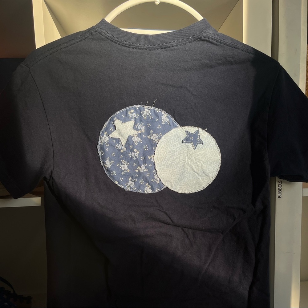 Handmade blueberry jam patchwork navy shirt unisex size small